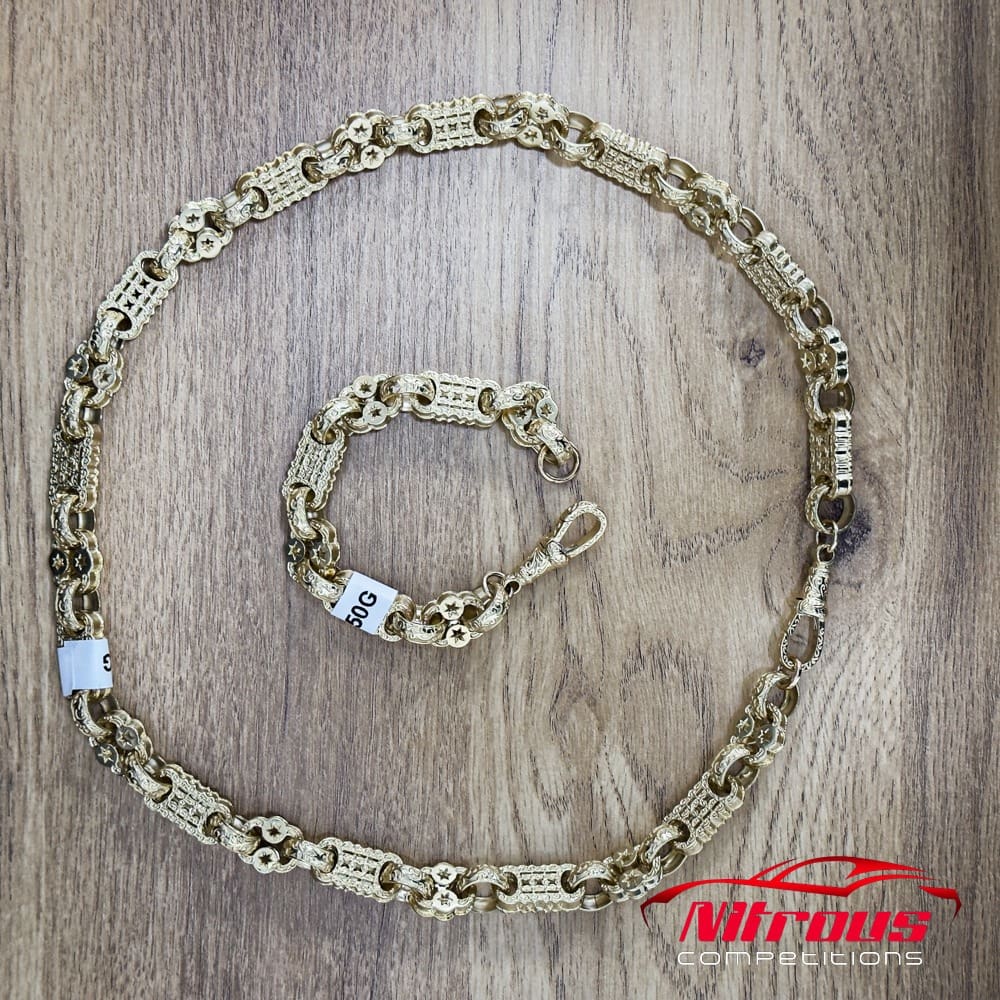 New 9ct Gold 7.5 Inch Cubic Zirconia Stars & Bars Bracelet 18.4g